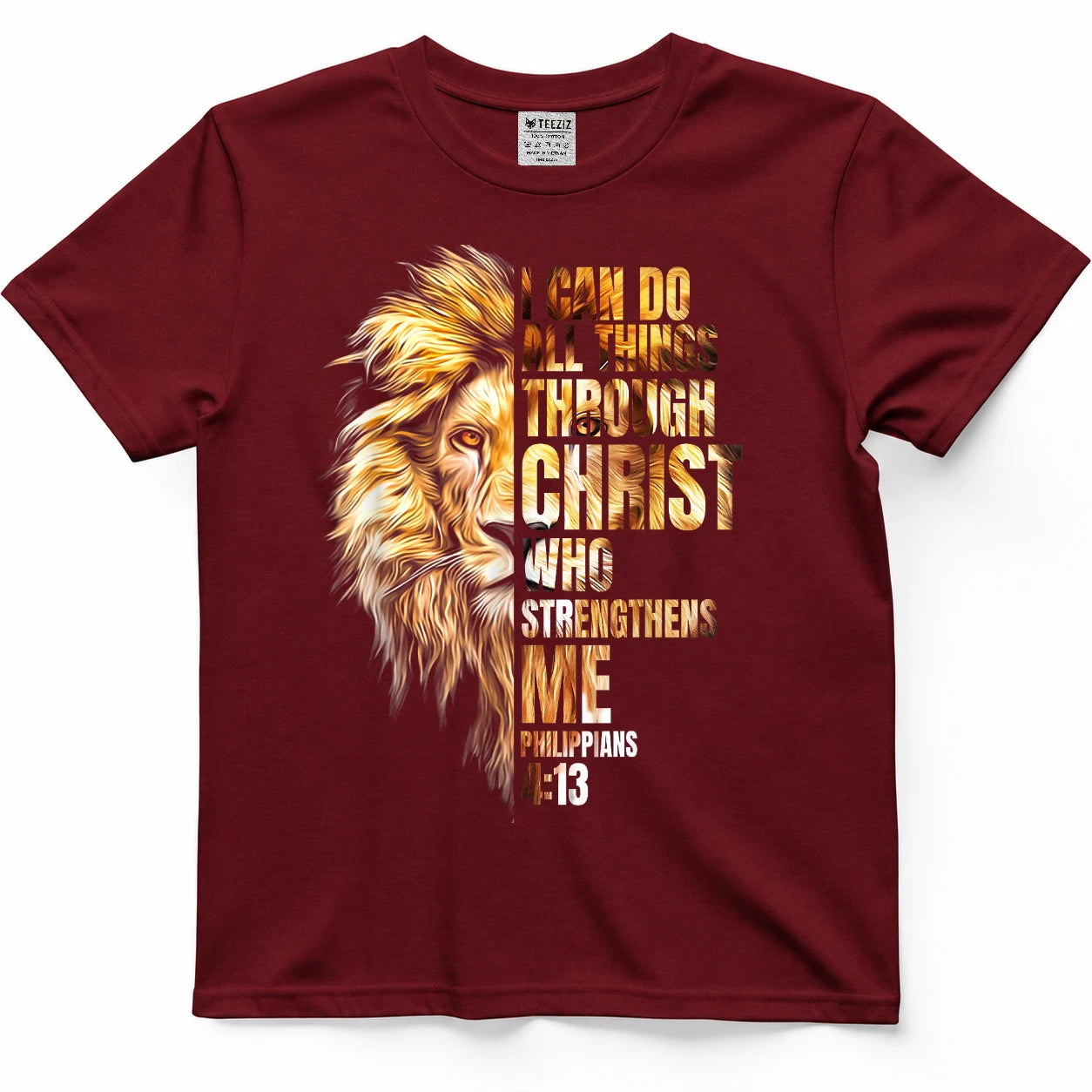 Christian I Can Do All Things Through Christ Lion Faith T-Shirt