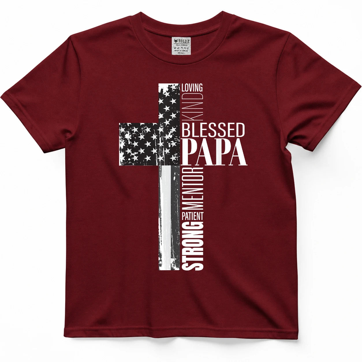 Blessed Papa American Flag Christian Religious Fathers Day T-Shirt