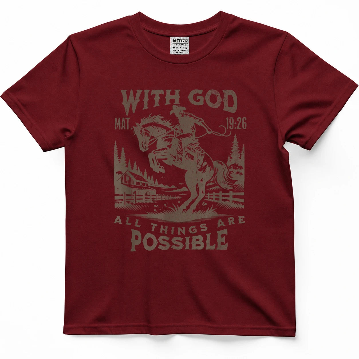 Cowboy Bible Scripture Verse Western Jesus for Mens Faith T-Shirt